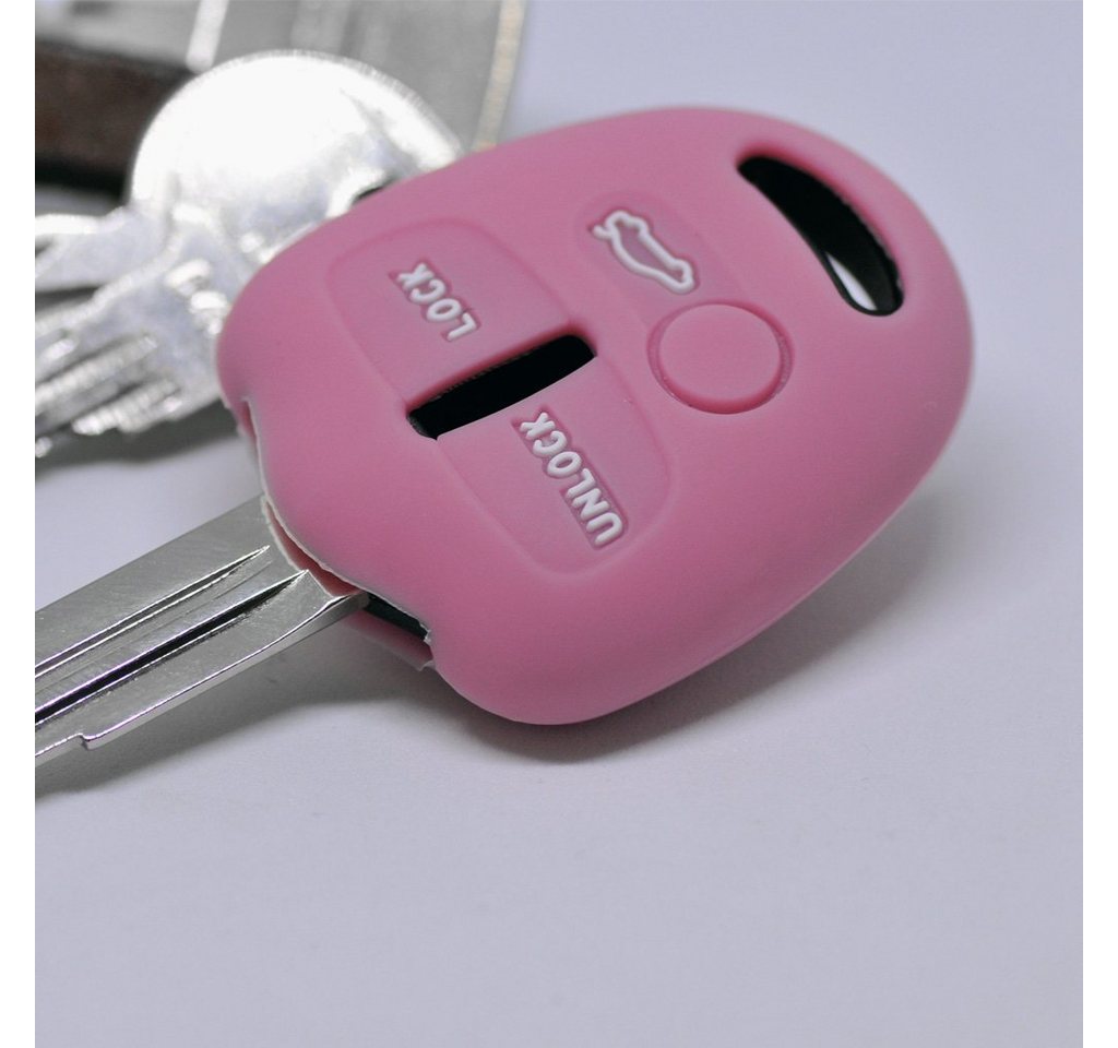 mt-key Schlüsseltasche Autoschlüssel Softcase Silikon Schutzhülle Pink, für Mitsubishi Lancer ASX Outback Pajero Sports 3 Tasten Fernbedienung von mt-key