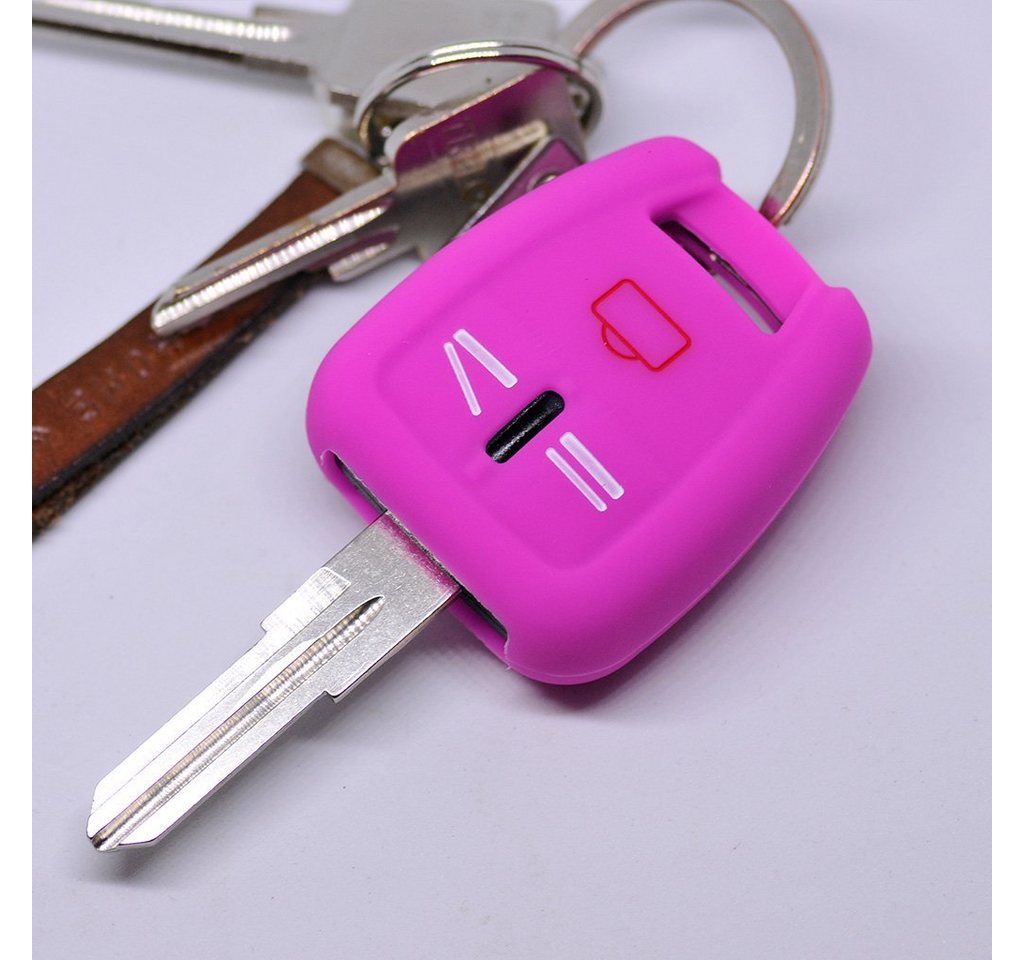 mt-key Schlüsseltasche Autoschlüssel Softcase Silikon Schutzhülle Pink, für OPEL Signum Vectra C Vauxhall 3 Tasten Funk Fernbedienung von mt-key