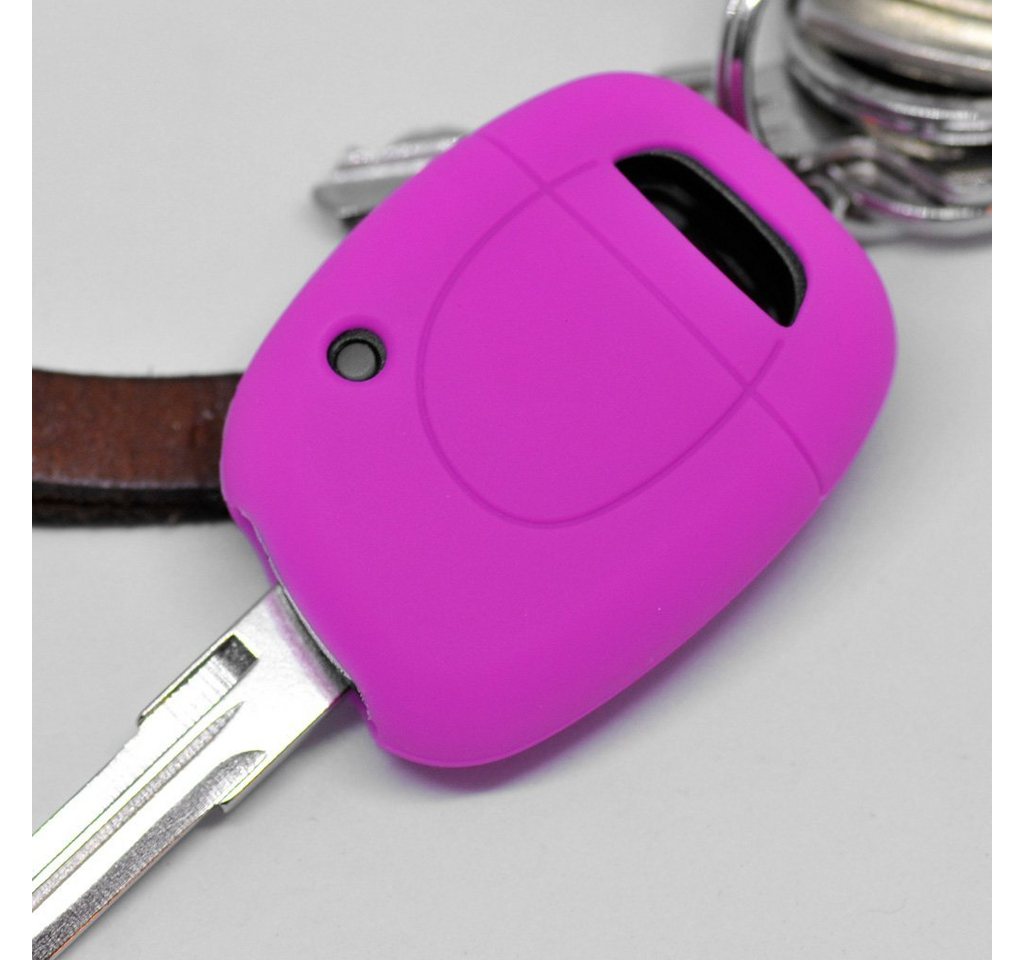 mt-key Schlüsseltasche Autoschlüssel Softcase Silikon Schutzhülle Pink, für Renault Clio Twingo Kangoo 1 Tasten Funk Fernbedienung von mt-key