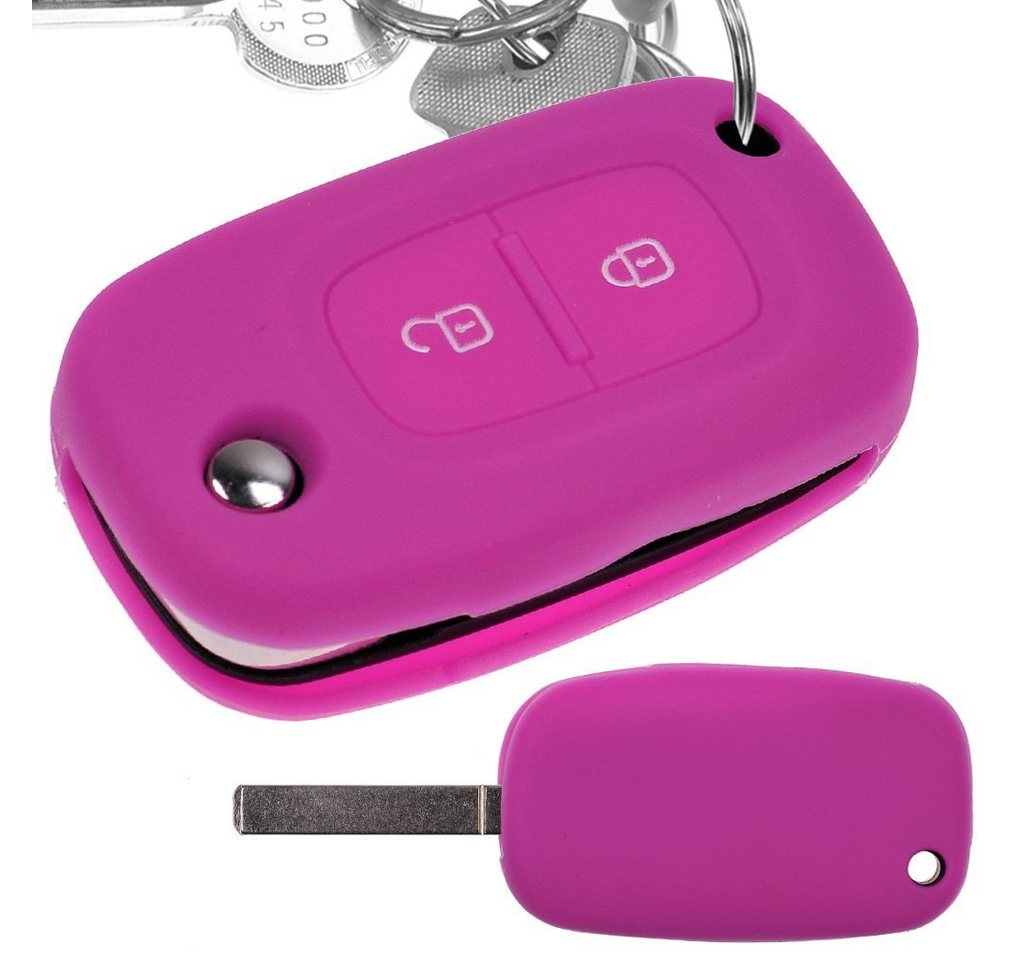 mt-key Schlüsseltasche Autoschlüssel Softcase Silikon Schutzhülle Pink, für Renault Kangoo Smart Forfour Clio III Twingo Mercedes Benz Citan von mt-key