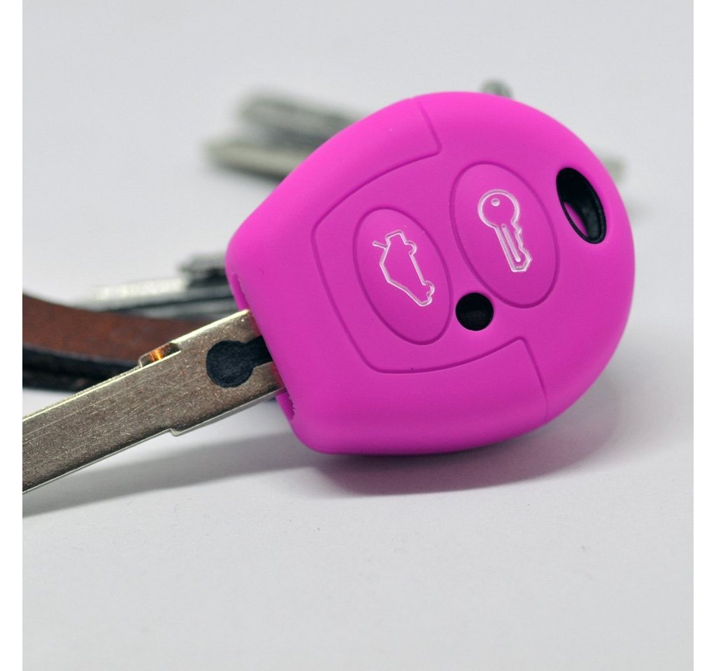 mt-key Schlüsseltasche Autoschlüssel Softcase Silikon Schutzhülle Pink, für VW T4 Golf Fox Sharan SEAT SEAT Skoda Polo Ibiza Fabia Octavia von mt-key