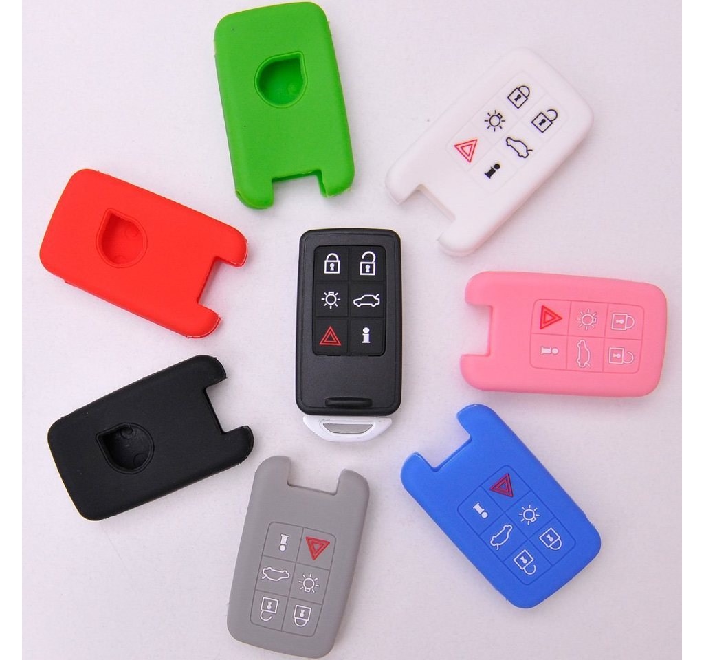 mt-key Schlüsseltasche Autoschlüssel Softcase Silikon Schutzhülle Pink, für Volvo XC70 V70 S60 S80 Smartkey 6 Tasten KEYLESS SMARTKEY von mt-key