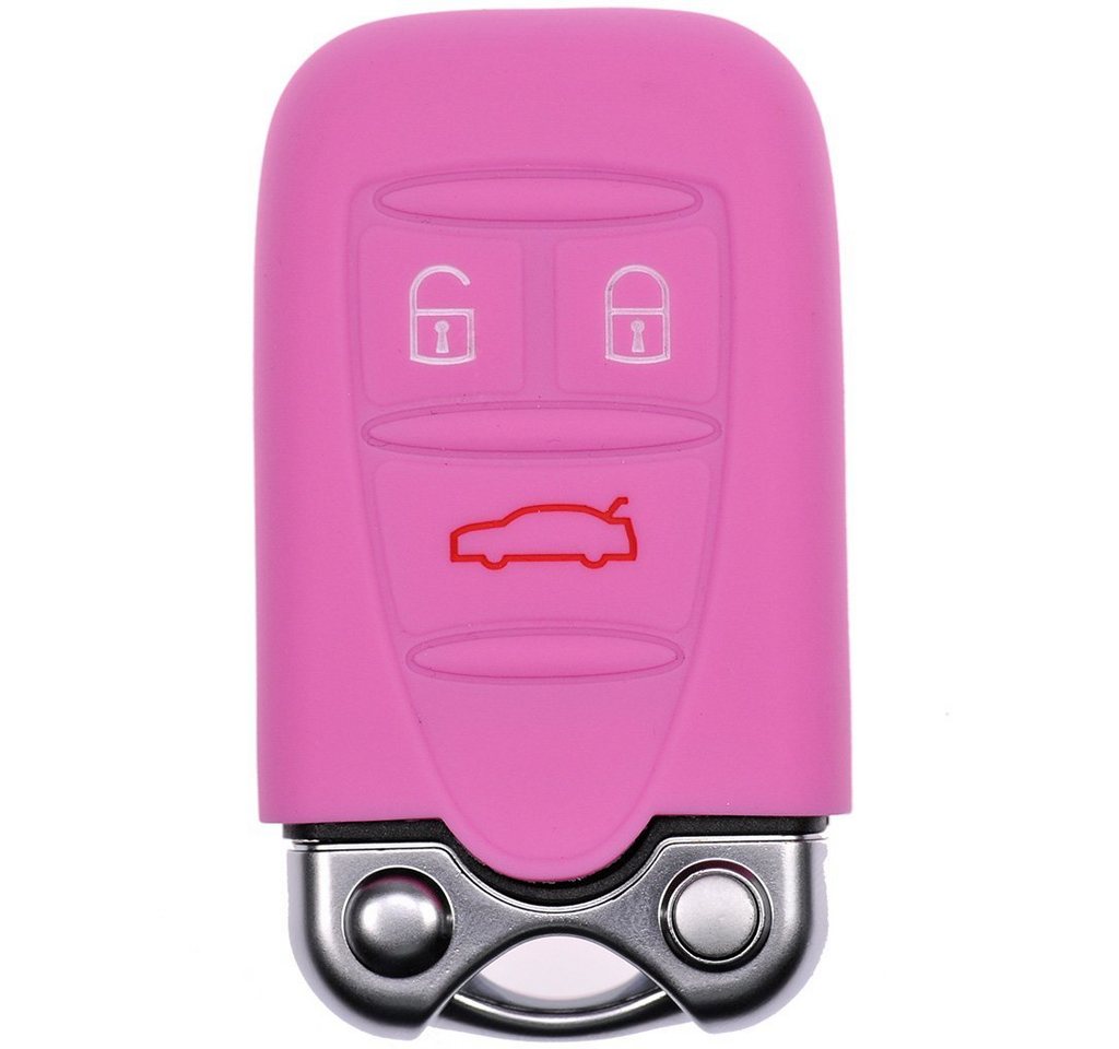 mt-key Schlüsseltasche Autoschlüssel Softcase Silikon Schutzhülle Rosa, für ALFA Romeo 159 Brera 156 Spider 2005 - 2011 3 Tasten KEYLESS von mt-key