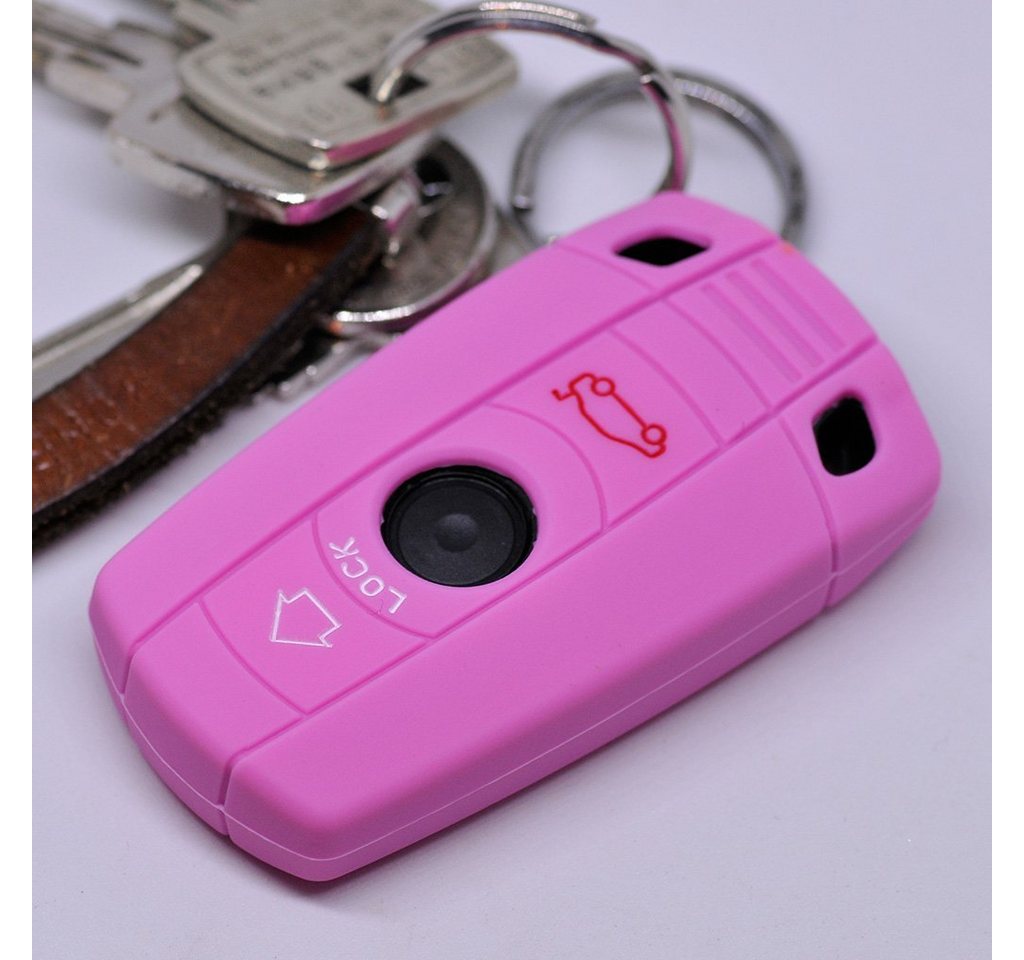 mt-key Schlüsseltasche Autoschlüssel Softcase Silikon Schutzhülle Rosa, für BMW E90 E91 Z4 E87 E60 E71 E72 E81 E82 E88 E89 1er 5er ab 2008 von mt-key