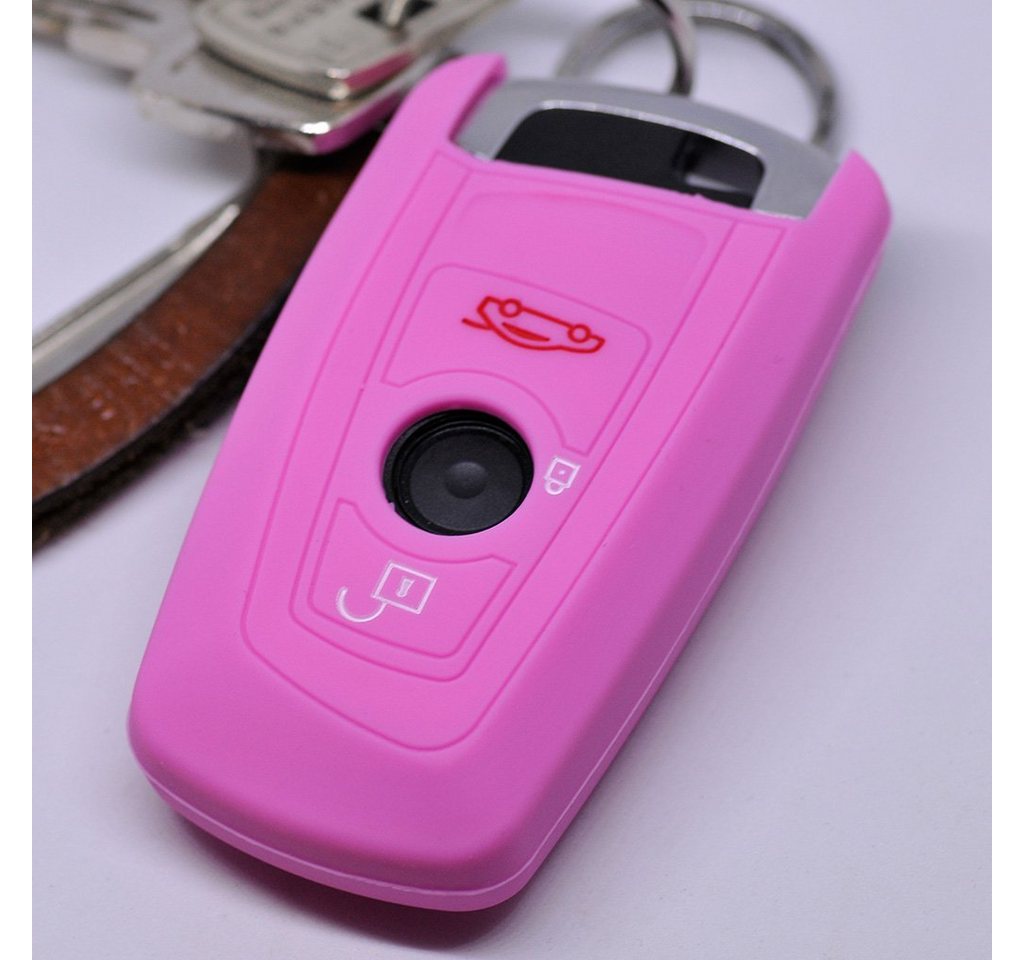 mt-key Schlüsseltasche Autoschlüssel Softcase Silikon Schutzhülle Rosa, für BMW F20 F13 F30 F31 F32 F33 F22 1er 2er 3er 4er F10 F25 F07 F11 von mt-key