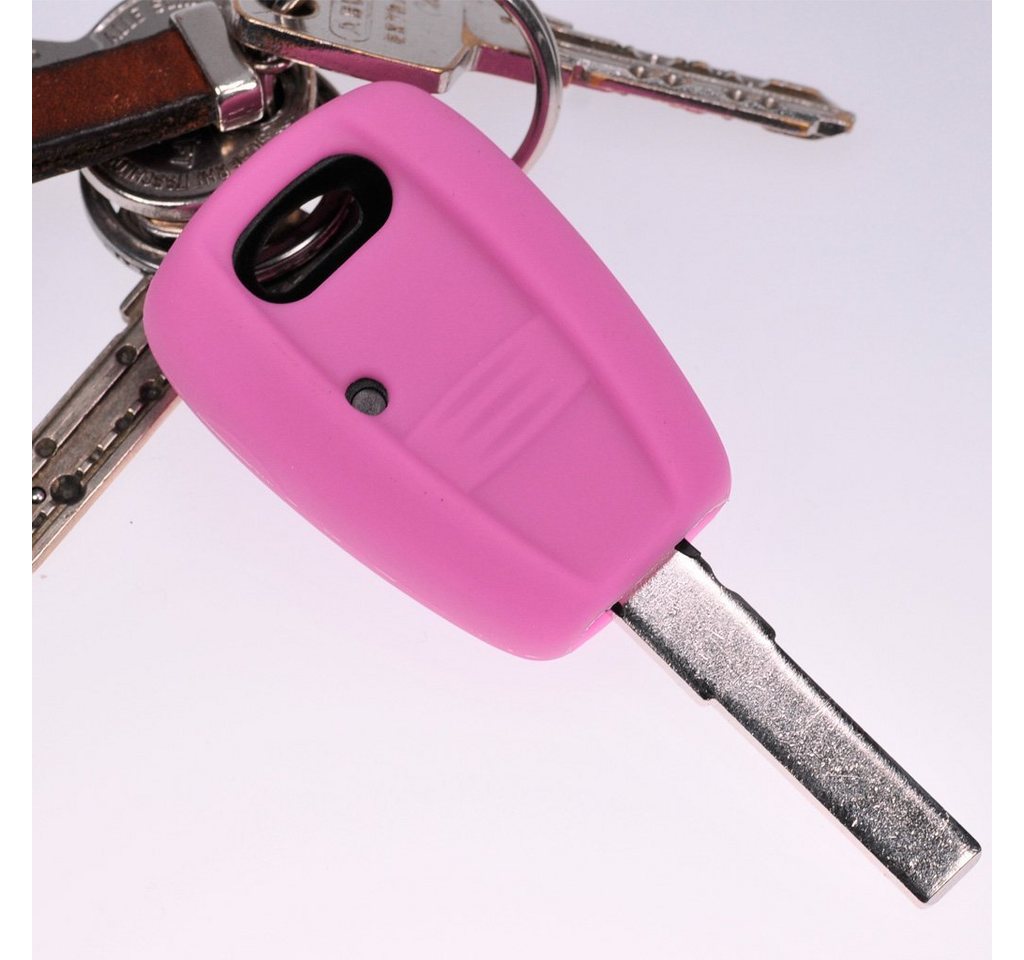 mt-key Schlüsseltasche Autoschlüssel Softcase Silikon Schutzhülle Rosa, für FIAT Panda Brava Bravo Punto Stilo 1 Tasten Funk Fernbedienung von mt-key