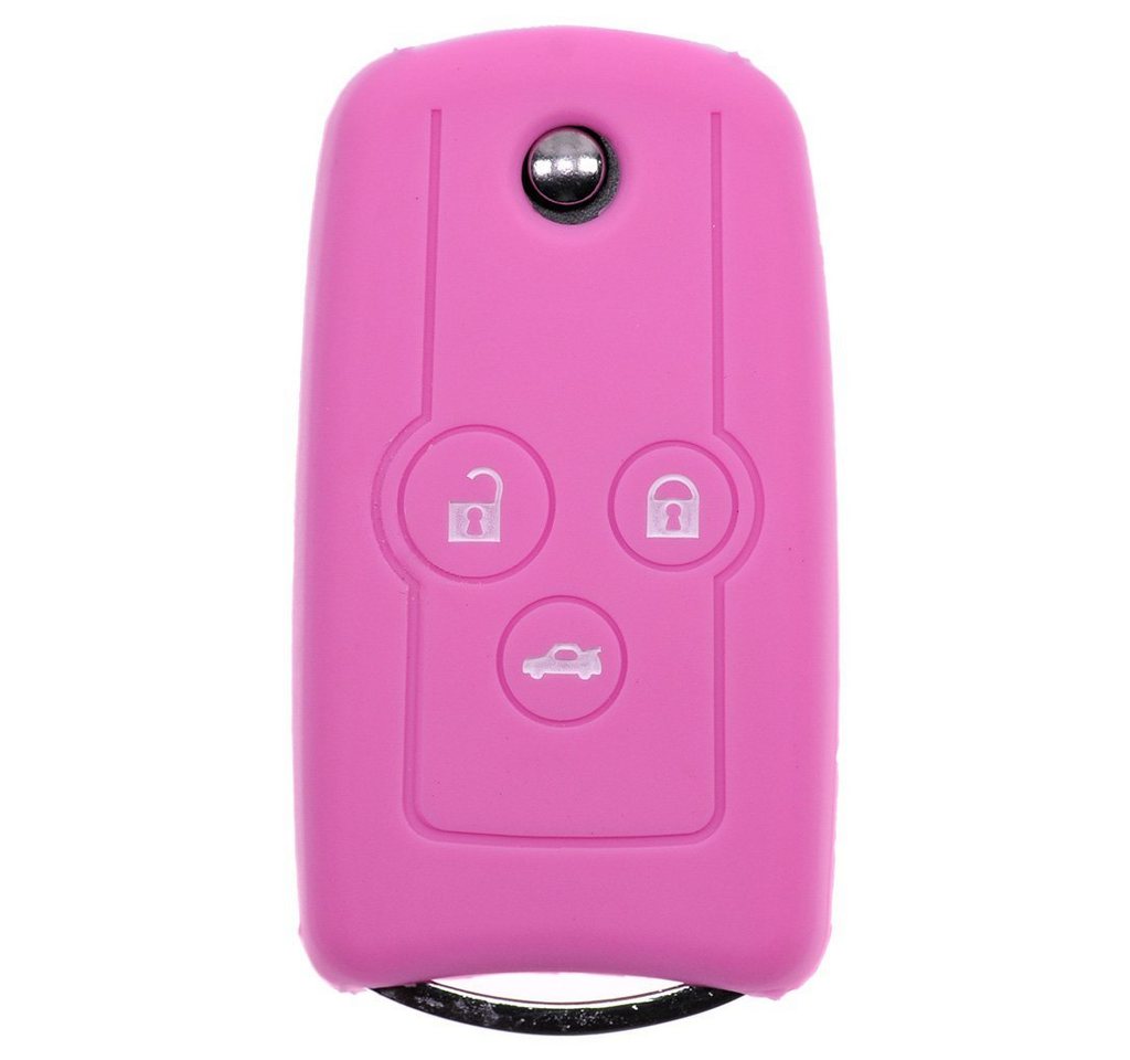 mt-key Schlüsseltasche Autoschlüssel Softcase Silikon Schutzhülle Rosa, für Honda Accord Jazz Civic CR-V 3 Tasten Klappschlüssel von mt-key