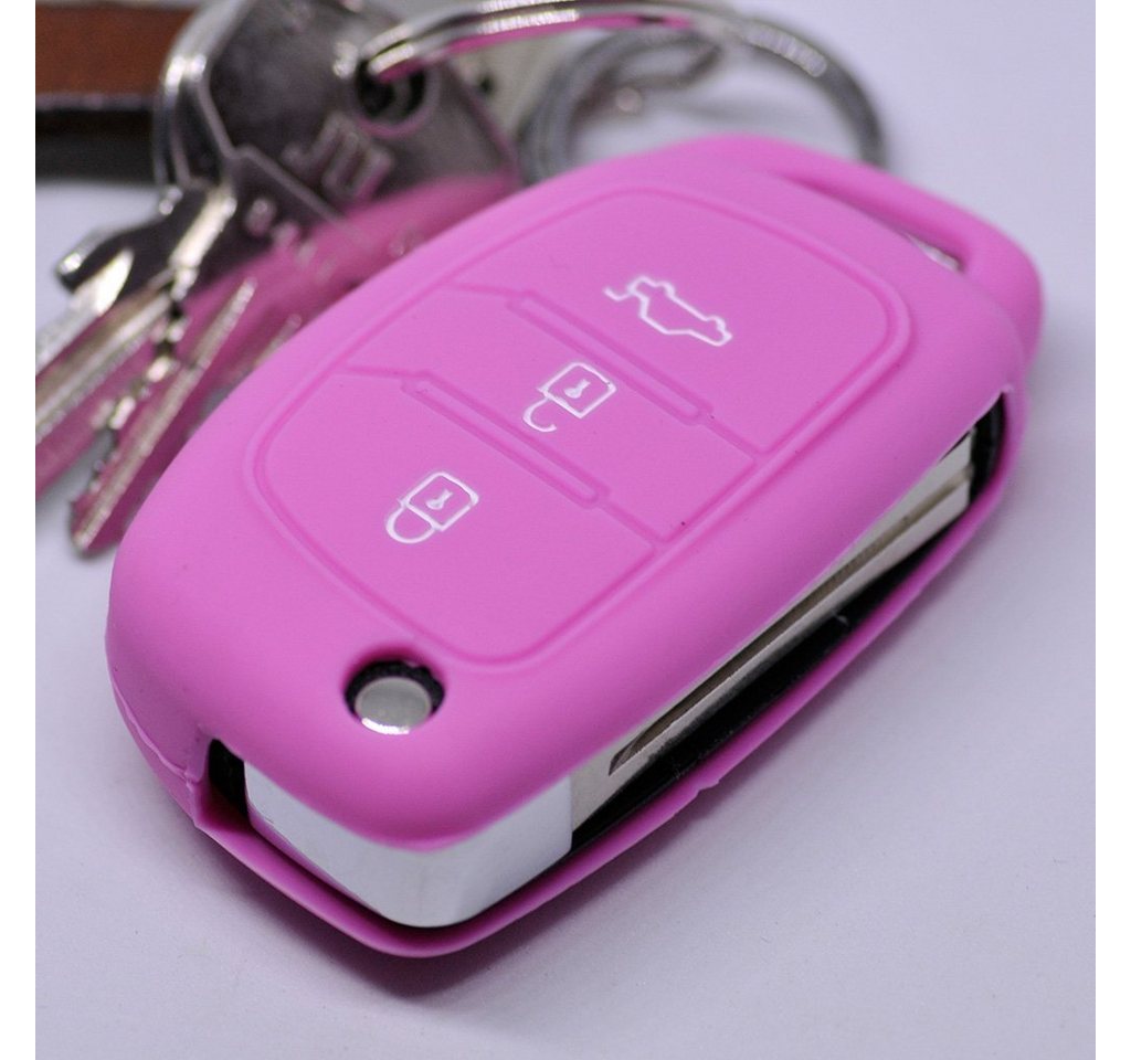 mt-key Schlüsseltasche Autoschlüssel Softcase Silikon Schutzhülle Rosa, für Hyundai i10 i20 i40 ix25 ix35 Tucson Accent Ioniq Sonata Santa Fe von mt-key