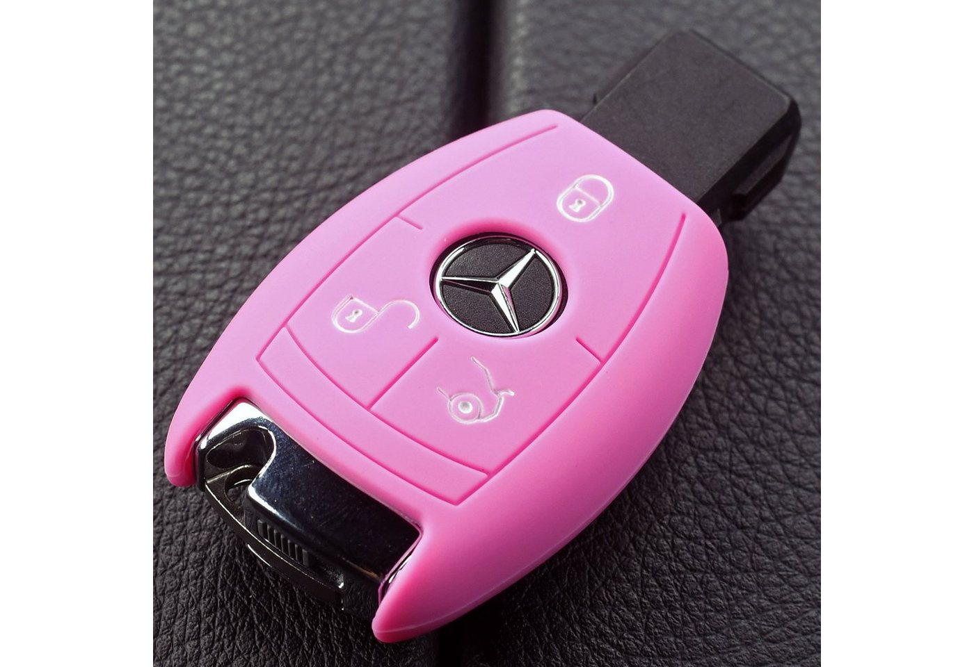 mt-key Schlüsseltasche Autoschlüssel Softcase Silikon Schutzhülle Rosa, für Mercedes Benz W212 S212 C207 A207 CLS CLA 117 W242 W246 W176 W221 von mt-key