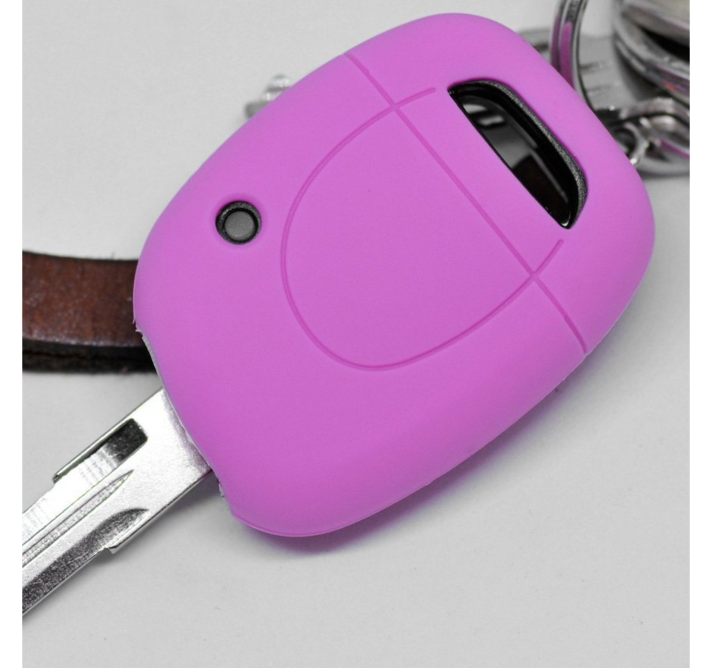 mt-key Schlüsseltasche Autoschlüssel Softcase Silikon Schutzhülle Rosa, für Renault Clio Twingo Kangoo 1 Tasten Funk Fernbedienung von mt-key