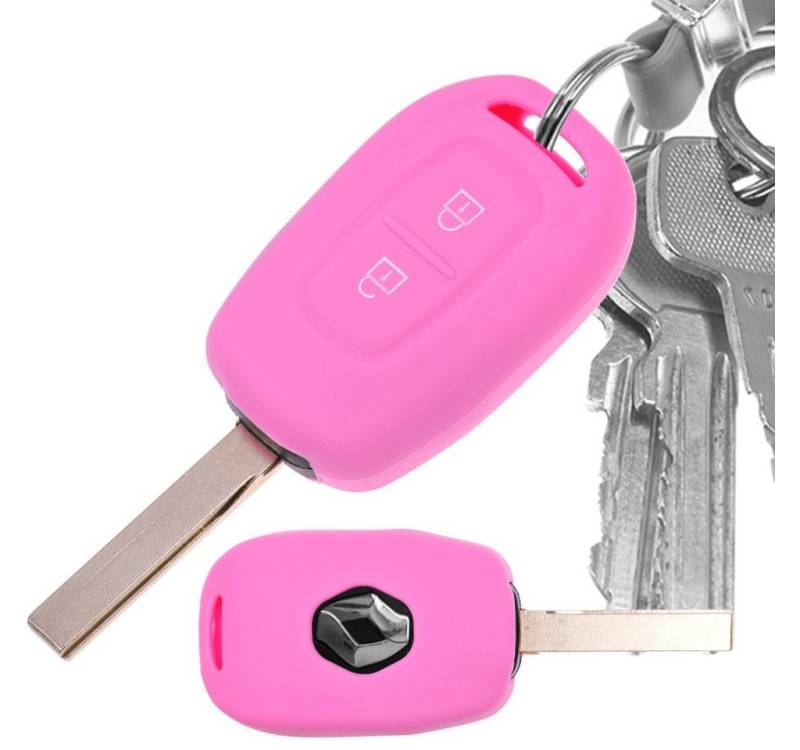 mt-key Schlüsseltasche Autoschlüssel Softcase Silikon Schutzhülle Rosa, für Renault Kangoo Twingo Wind Modus Clio Fluence 2 Tasten von mt-key