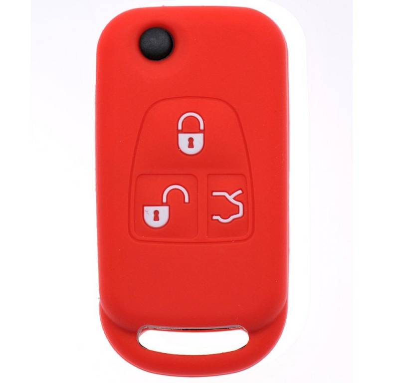 mt-key Schlüsseltasche Autoschlüssel Softcase Silikon Schutzhülle Rot, Mercedes Benz SL R129 W163 ML 1998-2005 W210 E-Klasse 3 Tasten von mt-key
