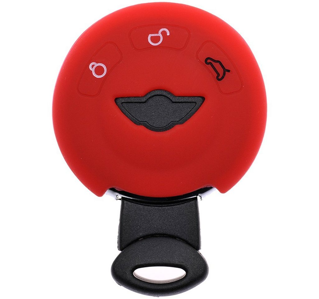 mt-key Schlüsseltasche Autoschlüssel Softcase Silikon Schutzhülle Rot, Mini R55 R56 R57 R59 R60 R61 Cooper Clubman ONE S Paceman 3 Tasten von mt-key