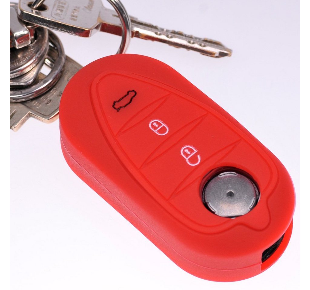 mt-key Schlüsseltasche Autoschlüssel Softcase Silikon Schutzhülle Rot, für ALFA Romeo Mito Giulietta 940 4C ab 2008 3 Tasten Klappschlüssel von mt-key