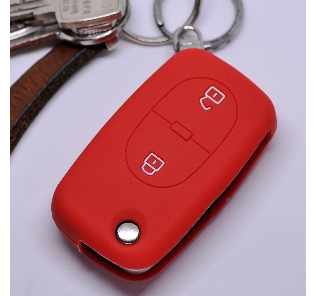 mt-key Schlüsseltasche Autoschlüssel Softcase Silikon Schutzhülle Rot, für Audi A2 A3 A4 A6 S4 TT S6 bis 2007 2 Tasten Klappschlüssel von mt-key