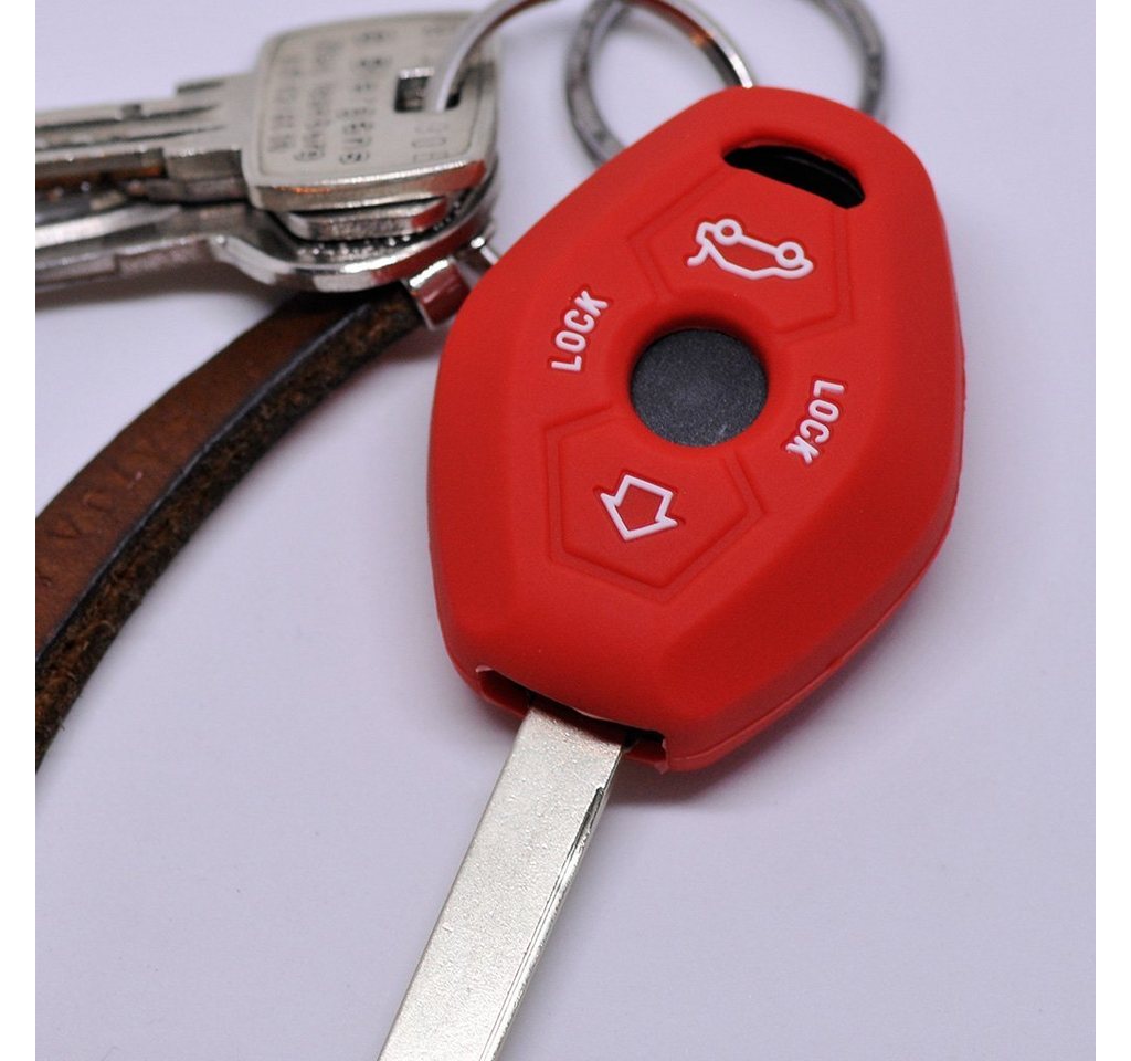 mt-key Schlüsseltasche Autoschlüssel Softcase Silikon Schutzhülle Rot, für BMW 3er E46 X3 E83 X5 E53 Z8 E52 5er E61 Z4 E85 E86 ab 1998 von mt-key