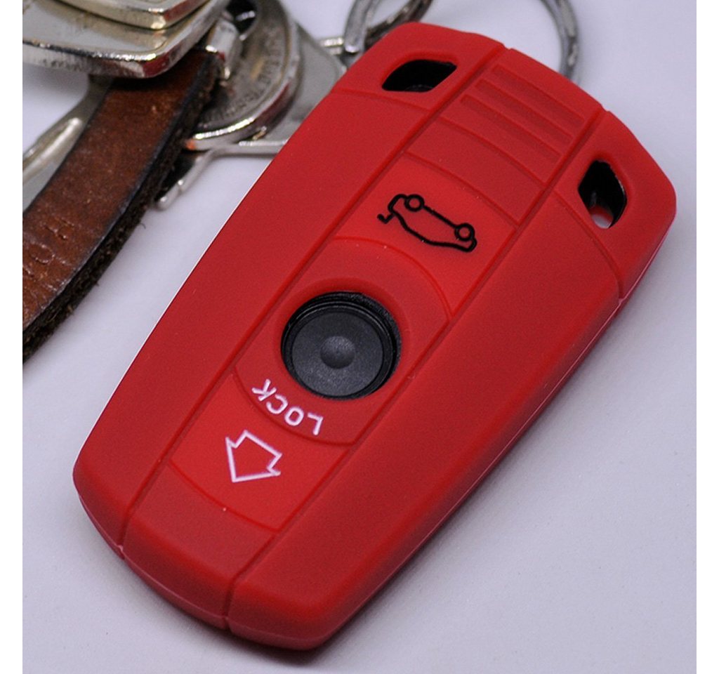 mt-key Schlüsseltasche Autoschlüssel Softcase Silikon Schutzhülle Rot, für BMW E90 E91 Z4 E87 E60 E71 E72 E81 E82 E88 E89 1er 5er ab 2008 von mt-key
