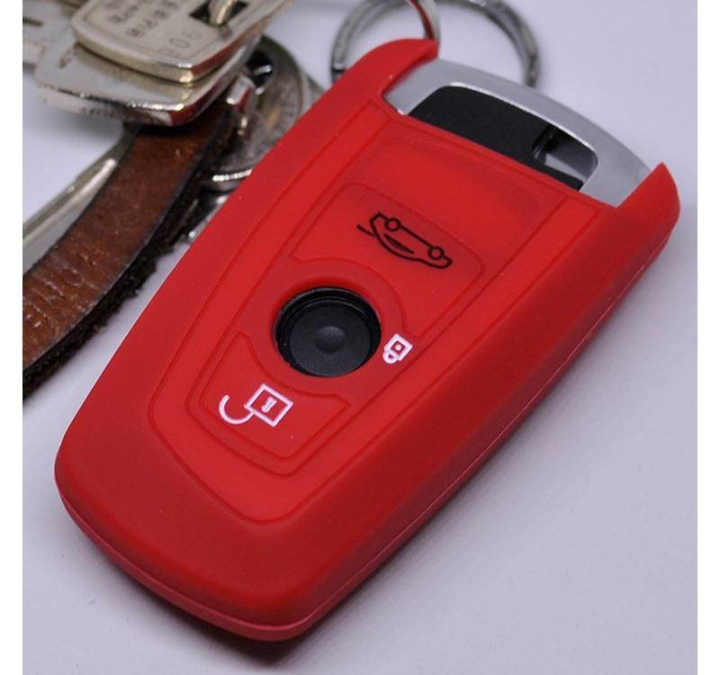 mt-key Schlüsseltasche Autoschlüssel Softcase Silikon Schutzhülle Rot, für BMW F20 F13 F30 F31 F32 F33 F22 1er 2er 3er 4er F10 F25 F07 F11 von mt-key