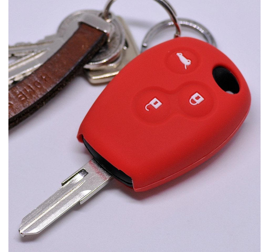 mt-key Schlüsseltasche Autoschlüssel Softcase Silikon Schutzhülle Rot, für Dacia DOKKER SANDERO Duster LODGY Logan Renault CLIO TWINGO von mt-key