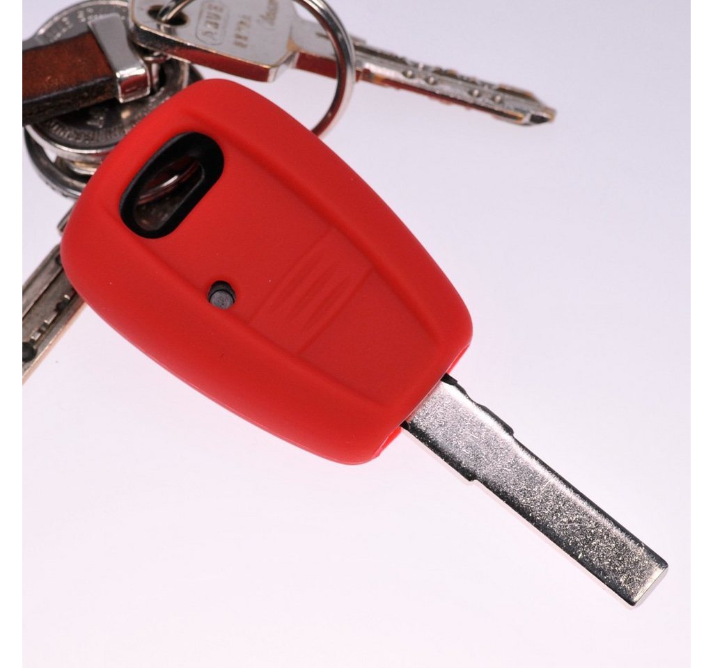 mt-key Schlüsseltasche Autoschlüssel Softcase Silikon Schutzhülle Rot, für FIAT Panda Brava Bravo Punto Stilo 1 Tasten Funk Fernbedienung von mt-key