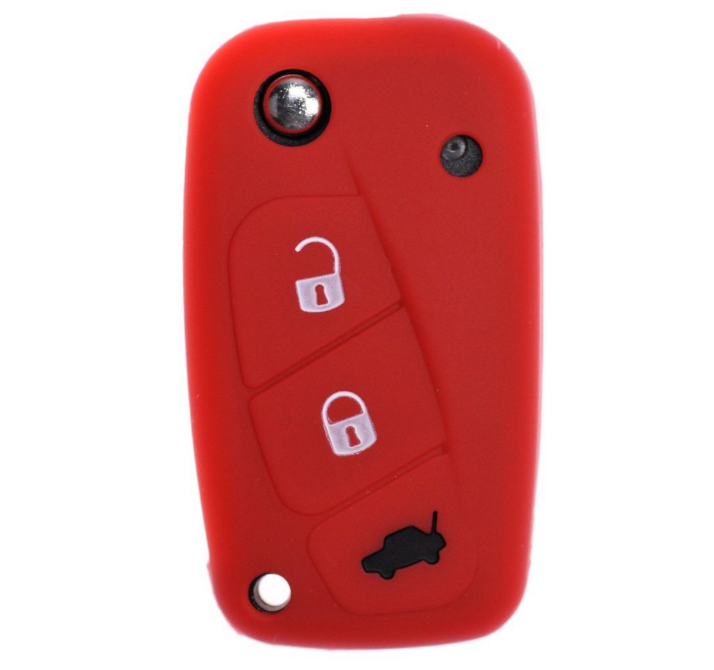 mt-key Schlüsseltasche Autoschlüssel Softcase Silikon Schutzhülle Rot, für FIAT Panda Punto Ducato Stilo Brava Iveco Lancia 3 Tasten von mt-key