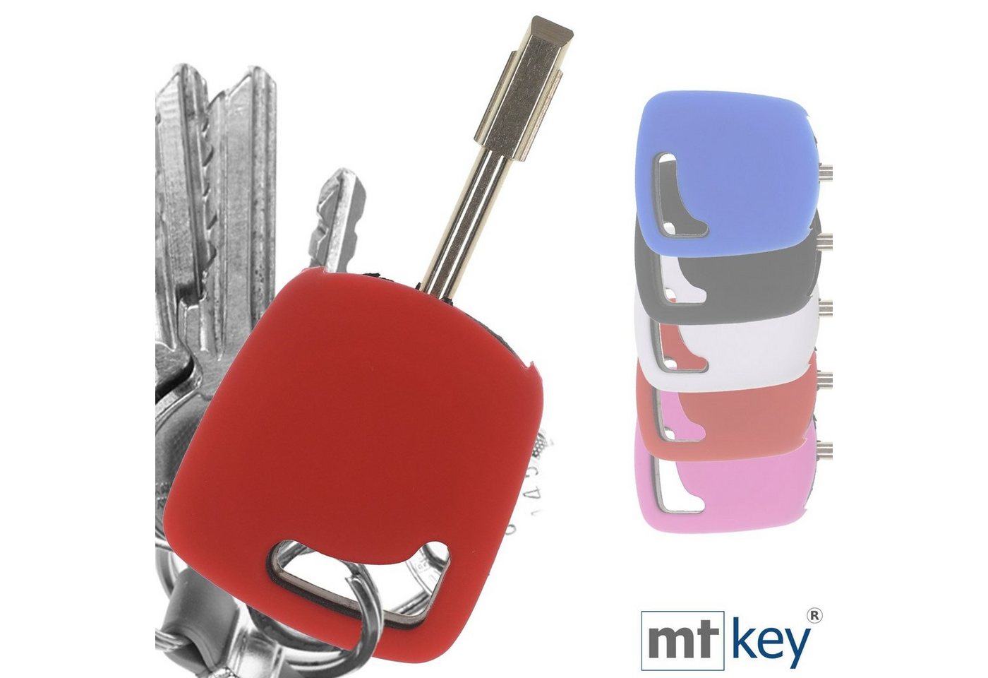 mt-key Schlüsseltasche Autoschlüssel Softcase Silikon Schutzhülle Rot, für Ford Fiesta Focus Transit KA Escort Mondeo Tourneo Startschlüssel von mt-key