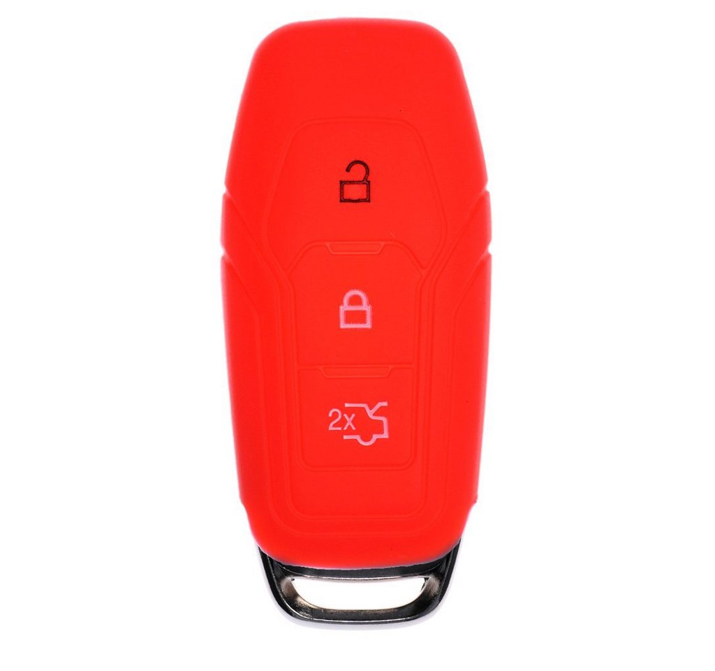mt-key Schlüsseltasche Autoschlüssel Softcase Silikon Schutzhülle Rot, für Ford Mustang Mondeo V Turnier Fiesta Focus Galaxy Kuga 3 Tasten von mt-key
