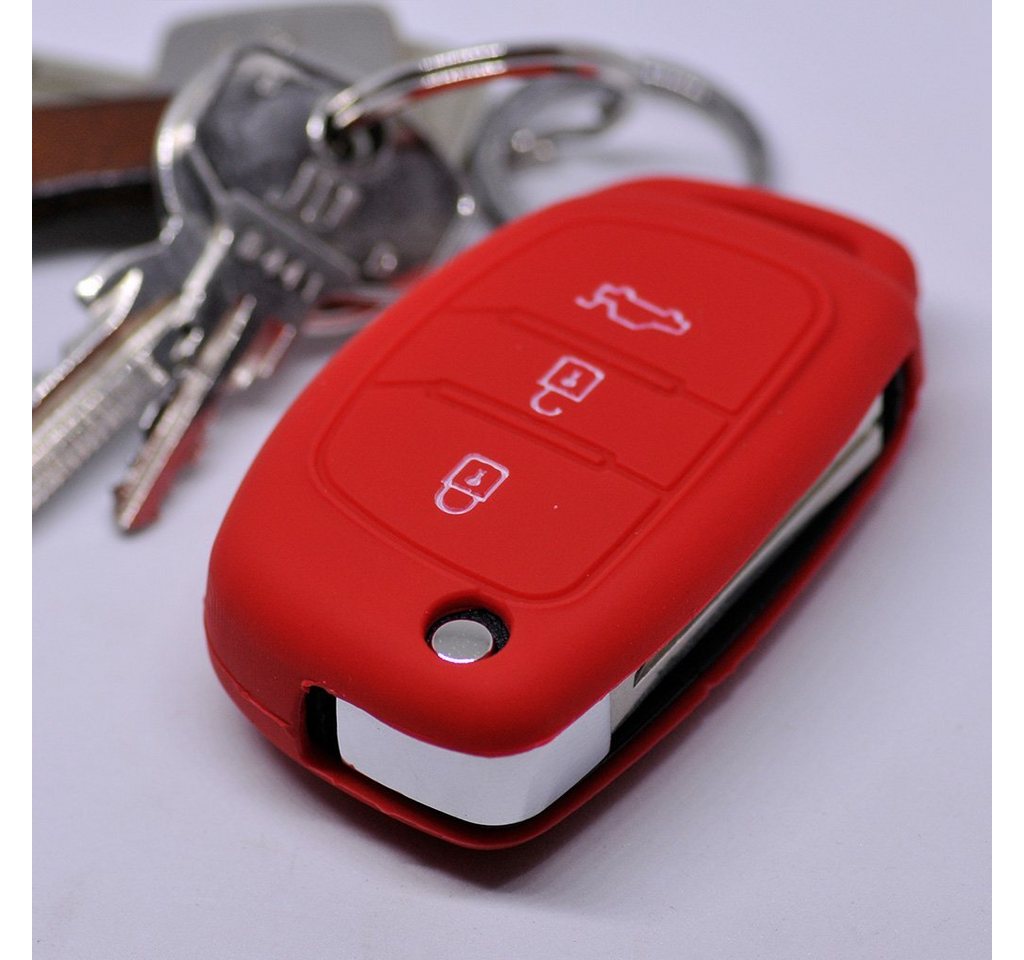 mt-key Schlüsseltasche Autoschlüssel Softcase Silikon Schutzhülle Rot, für Hyundai i10 i20 i40 ix25 ix35 Tucson Accent Ioniq Sonata Santa Fe von mt-key