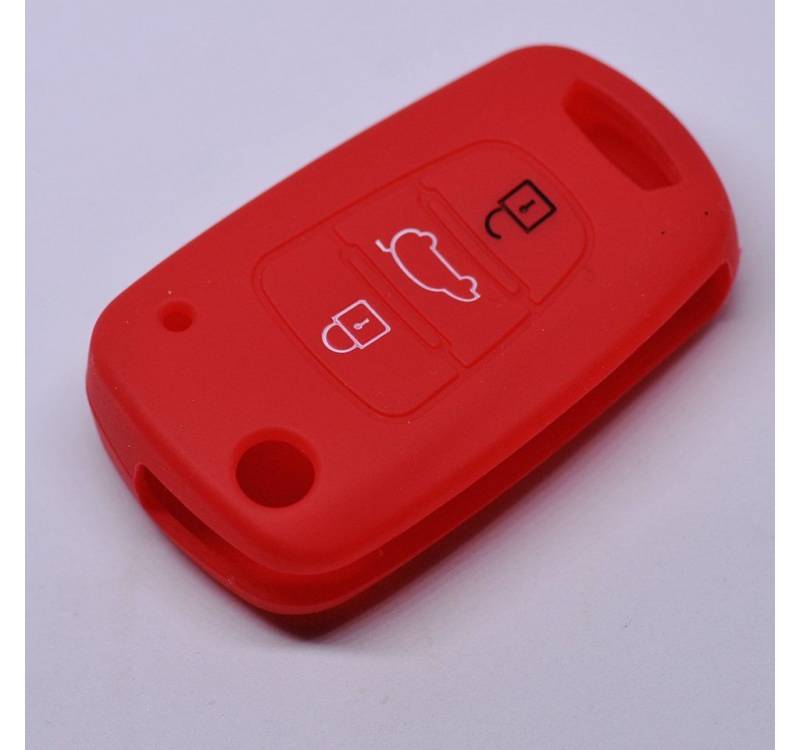 mt-key Schlüsseltasche Autoschlüssel Softcase Silikon Schutzhülle Rot, für Hyundai i30 ix20 ix35 KIA Soul Sportage 3 Tasten Klappschlüssel von mt-key