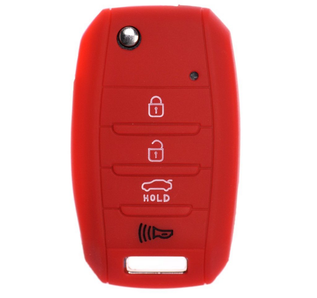 mt-key Schlüsseltasche Autoschlüssel Softcase Silikon Schutzhülle Rot, für KIA Sportage Rio Ceed Sorento Soulens Picanto 4 Tasten Schlüssel von mt-key