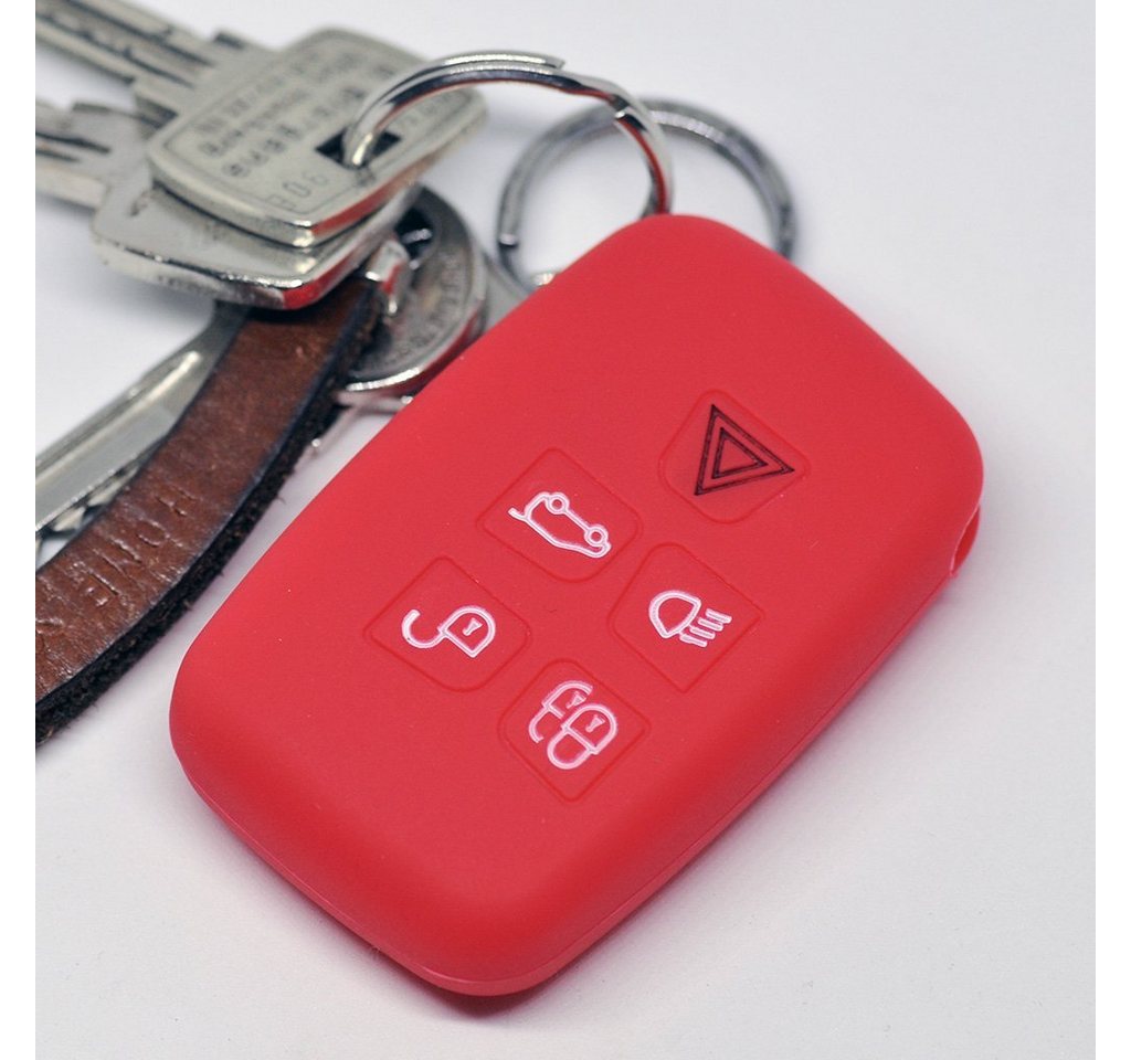 mt-key Schlüsseltasche Autoschlüssel Softcase Silikon Schutzhülle Rot, für Land Rover Discovery IV Range Rover Sport Evoque 2009-2017 5 Knopf von mt-key