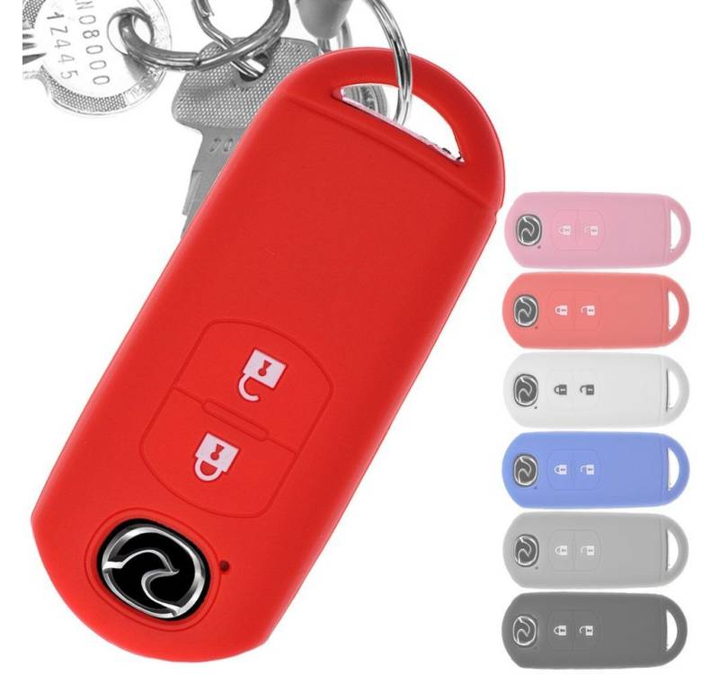 mt-key Schlüsseltasche Autoschlüssel Softcase Silikon Schutzhülle Rot, für Mazda 2 3 6 CX-3 CX-5 MX-5 2 Tasten 2 Tasten KEYLESS SMARTKEY von mt-key