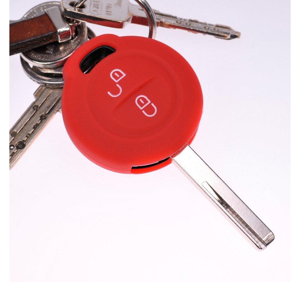 mt-key Schlüsseltasche Autoschlüssel Softcase Silikon Schutzhülle Rot, für Mitsubishi Colt VI Smart Forfour 454 2 Tasten Funk Fernbedienung von mt-key