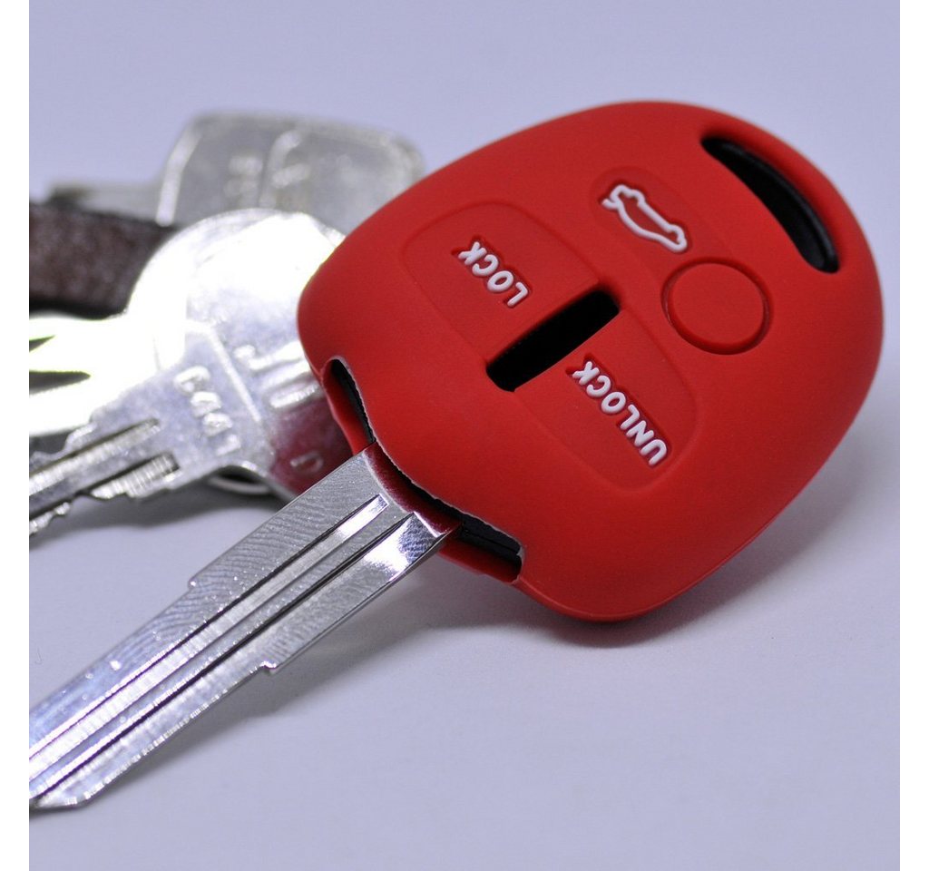 mt-key Schlüsseltasche Autoschlüssel Softcase Silikon Schutzhülle Rot, für Mitsubishi Lancer ASX Outback Pajero Sports 3 Tasten Fernbedienung von mt-key
