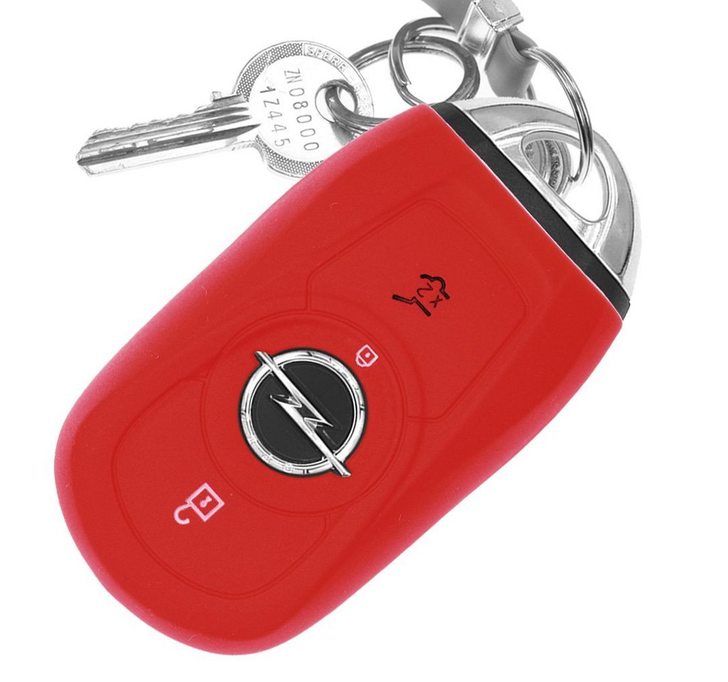 mt-key Schlüsseltasche Autoschlüssel Softcase Silikon Schutzhülle Rot, für OPEL Astra K Insignia B Corsa E Zafira GTC Mokka X 3 Knopf KEYLESS von mt-key