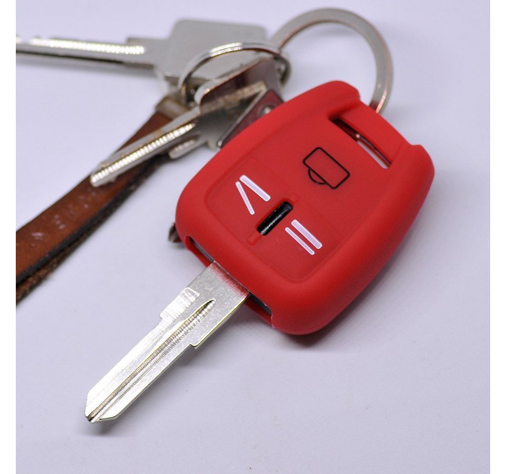 mt-key Schlüsseltasche Autoschlüssel Softcase Silikon Schutzhülle Rot, für OPEL Signum Vectra C Vauxhall 3 Tasten Funk Fernbedienung von mt-key