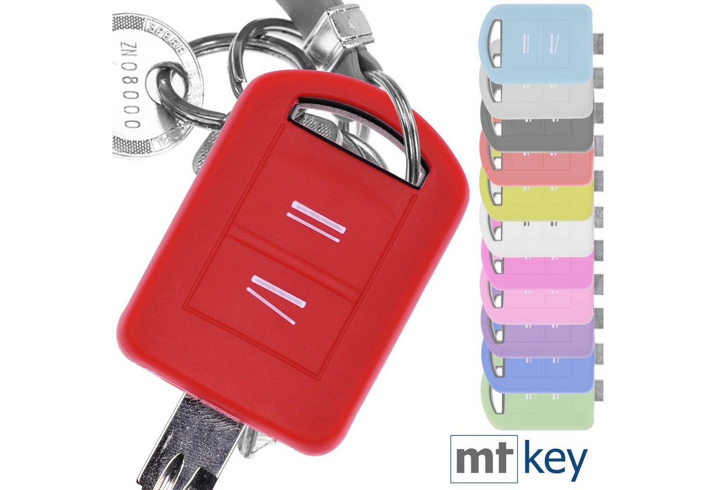 mt-key Schlüsseltasche Autoschlüssel Softcase Silikon Schutzhülle Rot, für Opel Combo C Corsa C Meriva A Tigra TwinTop von mt-key