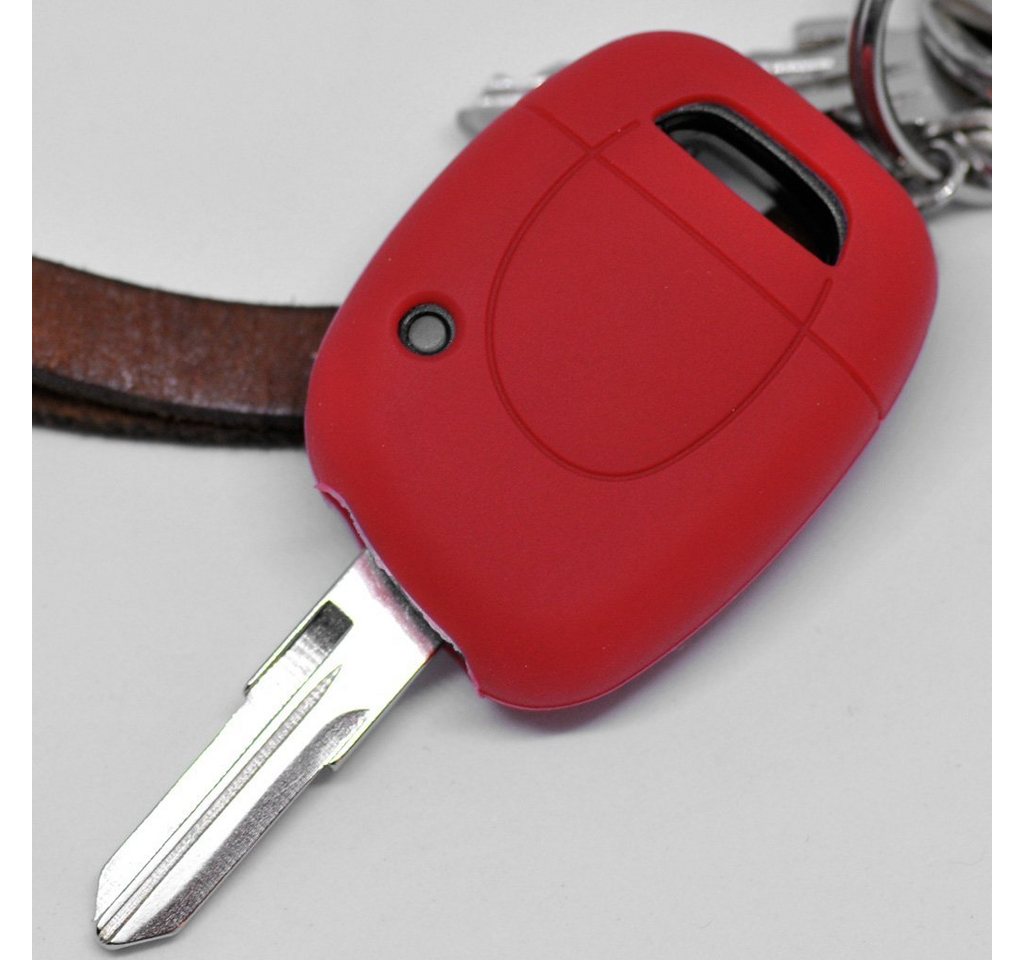 mt-key Schlüsseltasche Autoschlüssel Softcase Silikon Schutzhülle Rot, für Renault Clio Twingo Kangoo 1 Tasten Funk Fernbedienung von mt-key