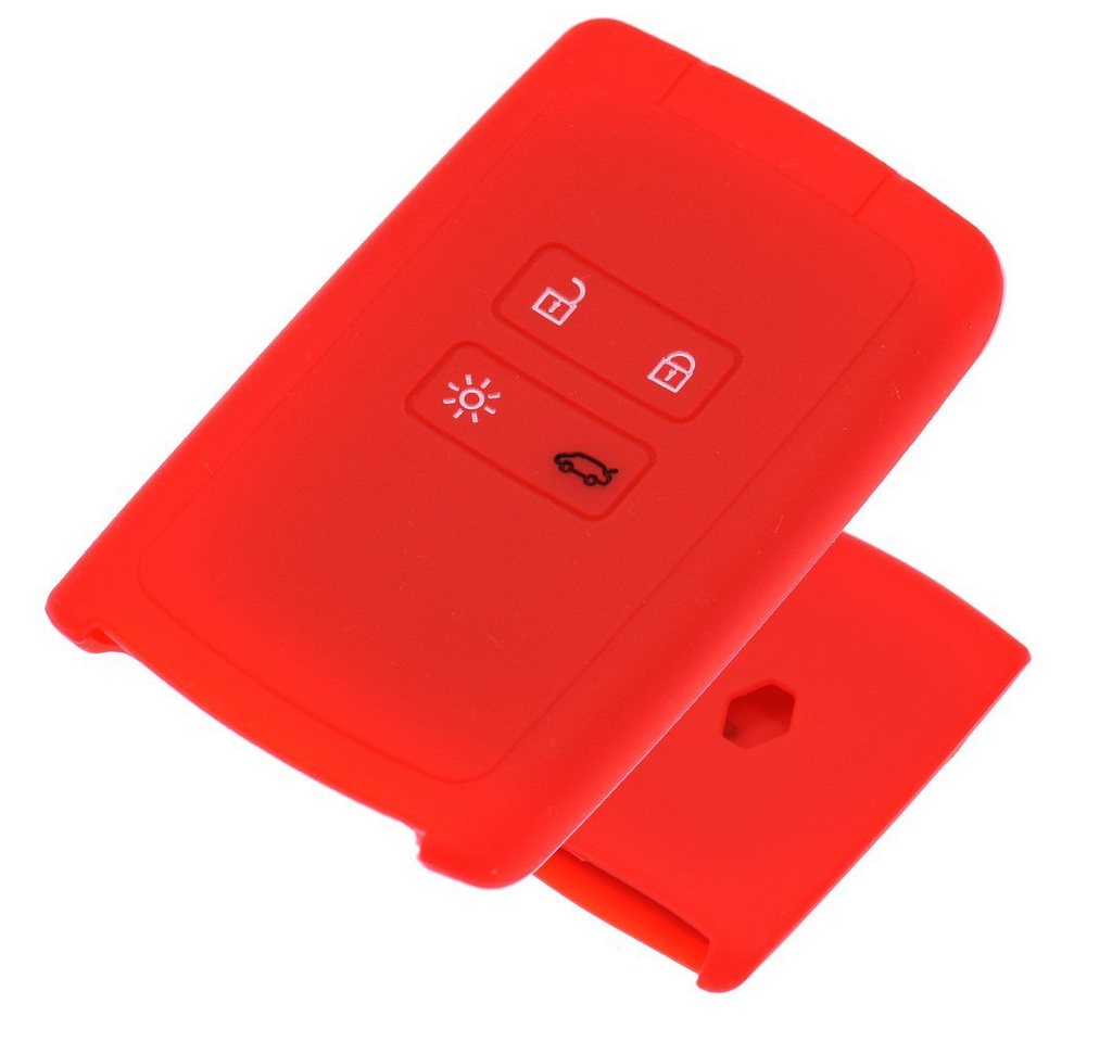 mt-key Schlüsseltasche Autoschlüssel Softcase Silikon Schutzhülle Rot, für Renault Megane Kadjar Clio Captur 4 Tasten KEYLESS SMARTKEY von mt-key