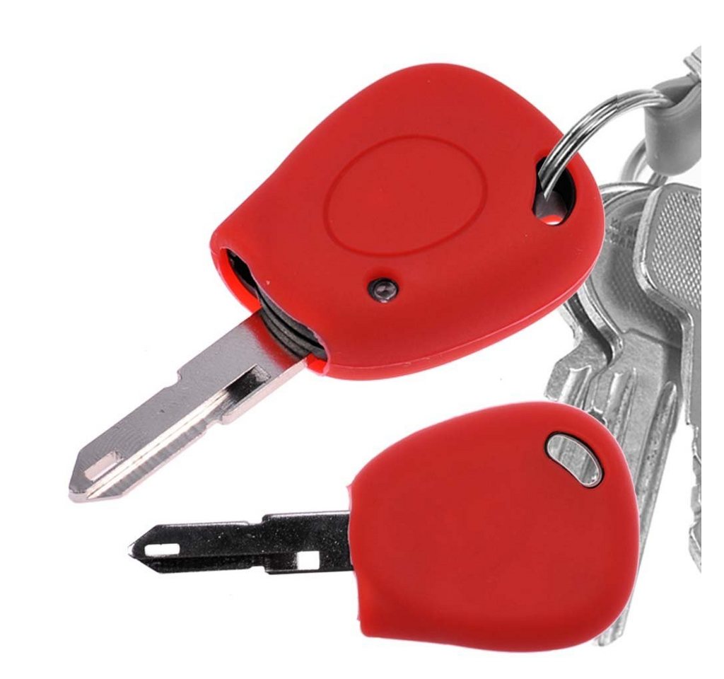 mt-key Schlüsseltasche Autoschlüssel Softcase Silikon Schutzhülle Rot, für Renault R19 Clio I Twingo C06 Megane I 1 Tasten Funk Fernbedienung von mt-key