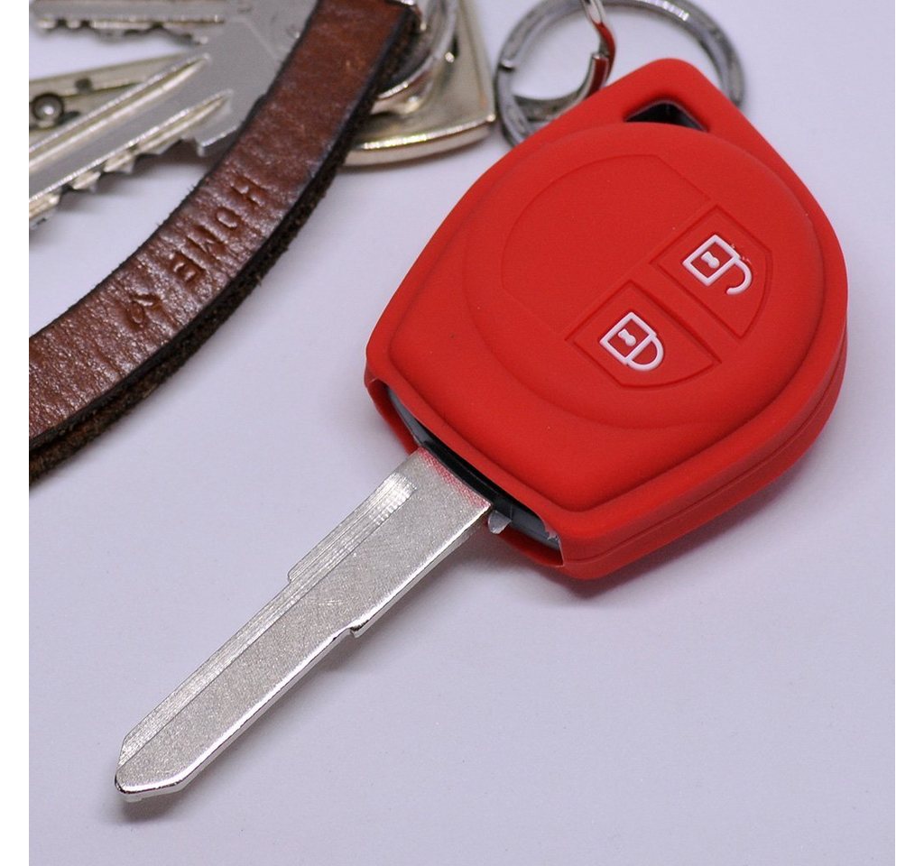 mt-key Schlüsseltasche Autoschlüssel Softcase Silikon Schutzhülle Rot, für Suzuki Swift SX4 Vitara JIMNY 2 Tasten Funk Fernbedienung von mt-key