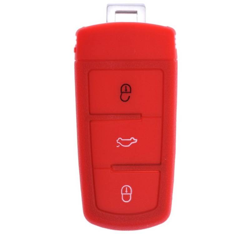 mt-key Schlüsseltasche Autoschlüssel Softcase Silikon Schutzhülle Rot, für VW Passat CC B6 3C B7 3 Tasten KEYLESS SMARTKEY von mt-key