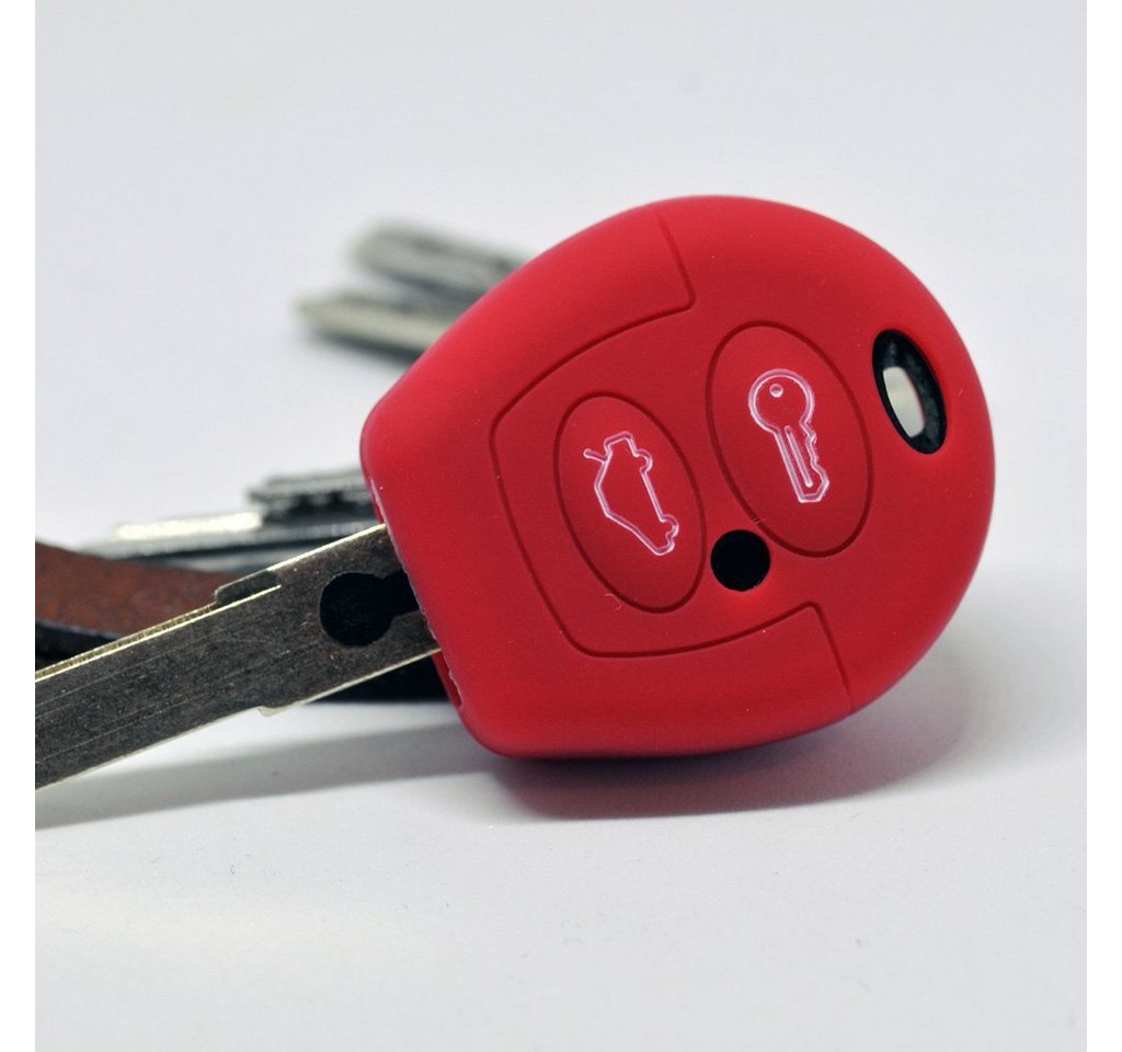 mt-key Schlüsseltasche Autoschlüssel Softcase Silikon Schutzhülle Rot, für VW T4 Golf Fox Sharan SEAT SEAT Skoda Polo Ibiza Fabia Octavia von mt-key