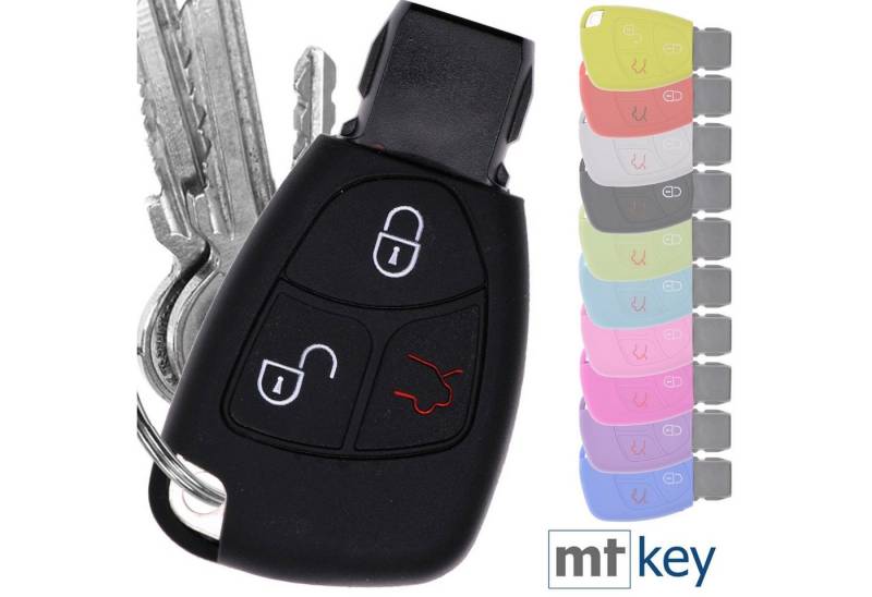 mt-key Schlüsseltasche Autoschlüssel Softcase Silikon Schutzhülle Schwarz, Mercedes Benz W204 W245 S203 A209 C-Klasse CLK SLK W211 W203 W170 von mt-key