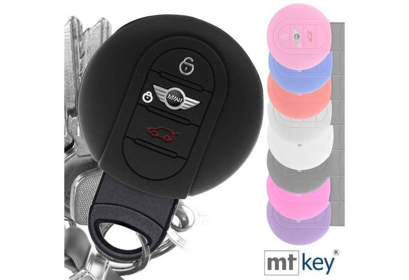 mt-key Schlüsseltasche Autoschlüssel Softcase Silikon Schutzhülle Schwarz, Mini F56 F54 F55 F57 F60 Clubman Countryman 3 Tasten KEYLESS von mt-key