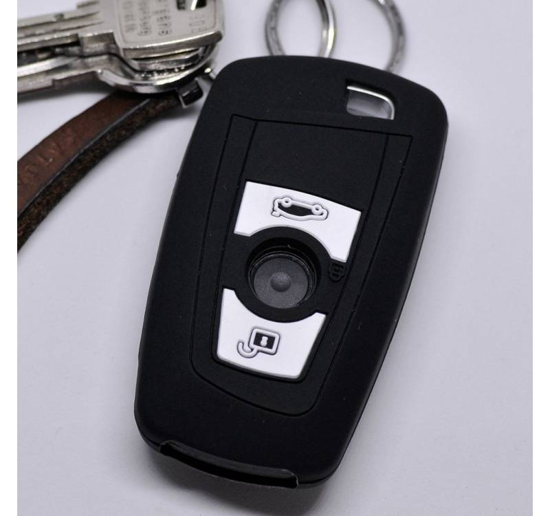 mt-key Schlüsseltasche Autoschlüssel Softcase Silikon Schutzhülle Schwarz, für BMW F20 F13 F30 F31 F32 F33 F22 1er 2er 3er 4er 3 Tasten KEYLESS von mt-key