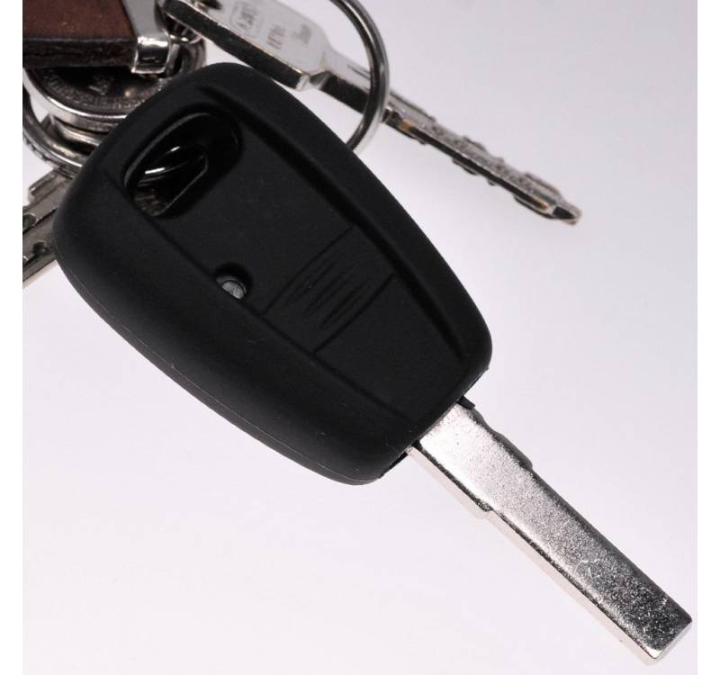 mt-key Schlüsseltasche Autoschlüssel Softcase Silikon Schutzhülle Schwarz, für FIAT Panda Brava Bravo Punto Stilo 1 Tasten Funk Fernbedienung von mt-key