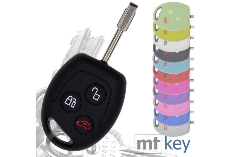 mt-key Schlüsseltasche Autoschlüssel Softcase Silikon Schutzhülle Schwarz, für Ford Transit Mondeo Focus II Fiesta VI Fusion Galaxy S-MAX 3 Knopf von mt-key