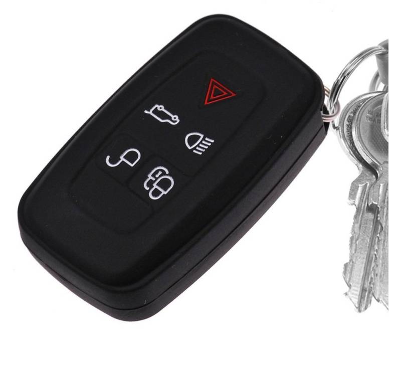 mt-key Schlüsseltasche Autoschlüssel Softcase Silikon Schutzhülle Schwarz, für Land Rover Range Rover LR4 5 Tasten KEYLESS SMARTKEY von mt-key