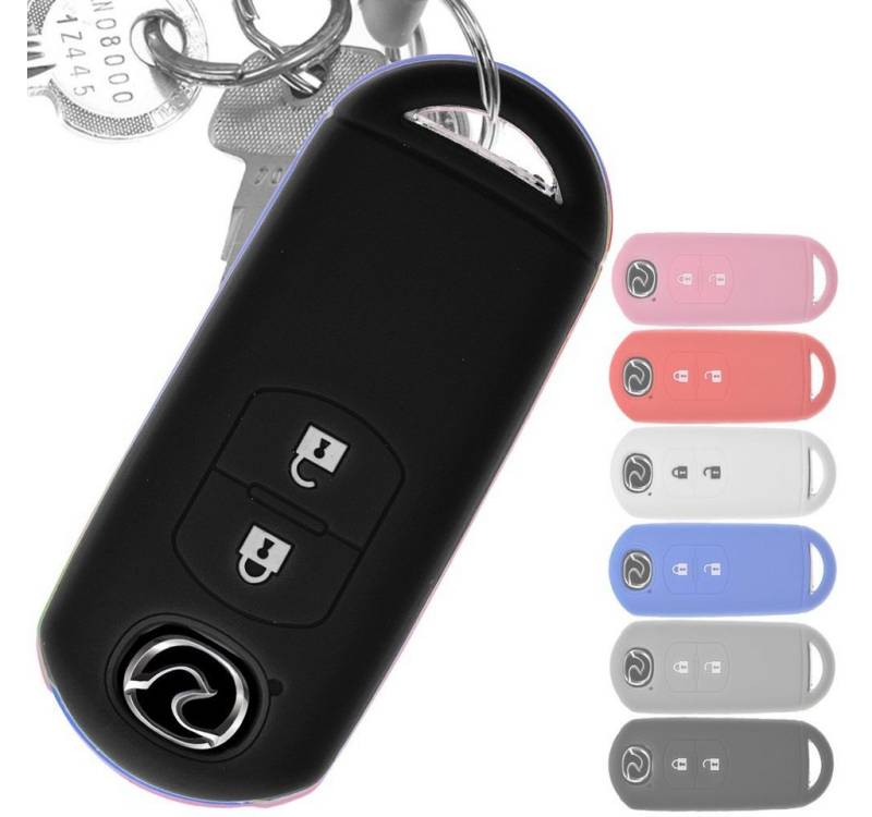 mt-key Schlüsseltasche Autoschlüssel Softcase Silikon Schutzhülle Schwarz, für Mazda 2 3 6 CX-3 CX-5 MX-5 2 Tasten 2 Tasten KEYLESS SMARTKEY von mt-key
